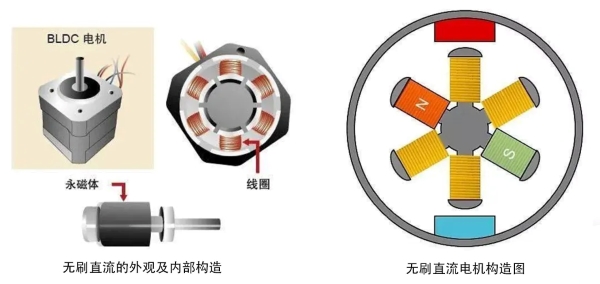 無(wú)刷直流電機(jī)外觀機(jī)內(nèi)部構(gòu)造圖示